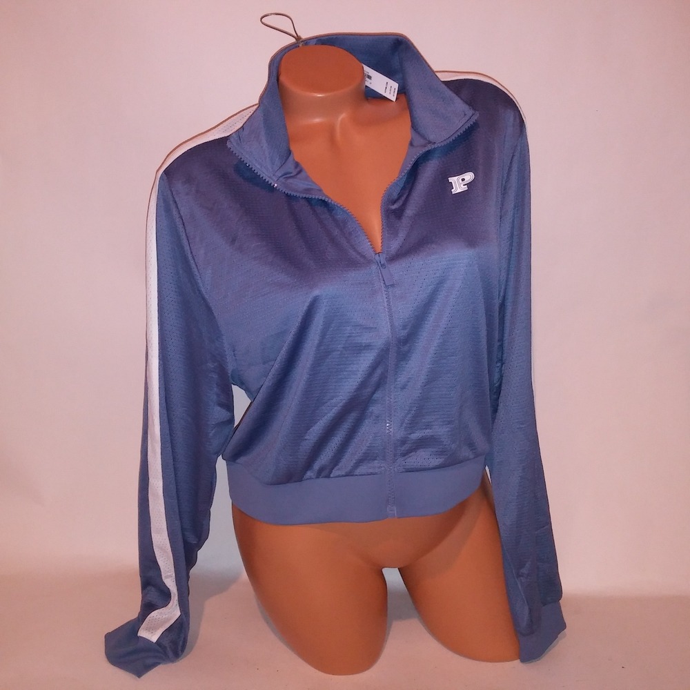 Victoria Secret PINK Jacket XL Lightweight Blue Athletic Logo Long Sleeve New